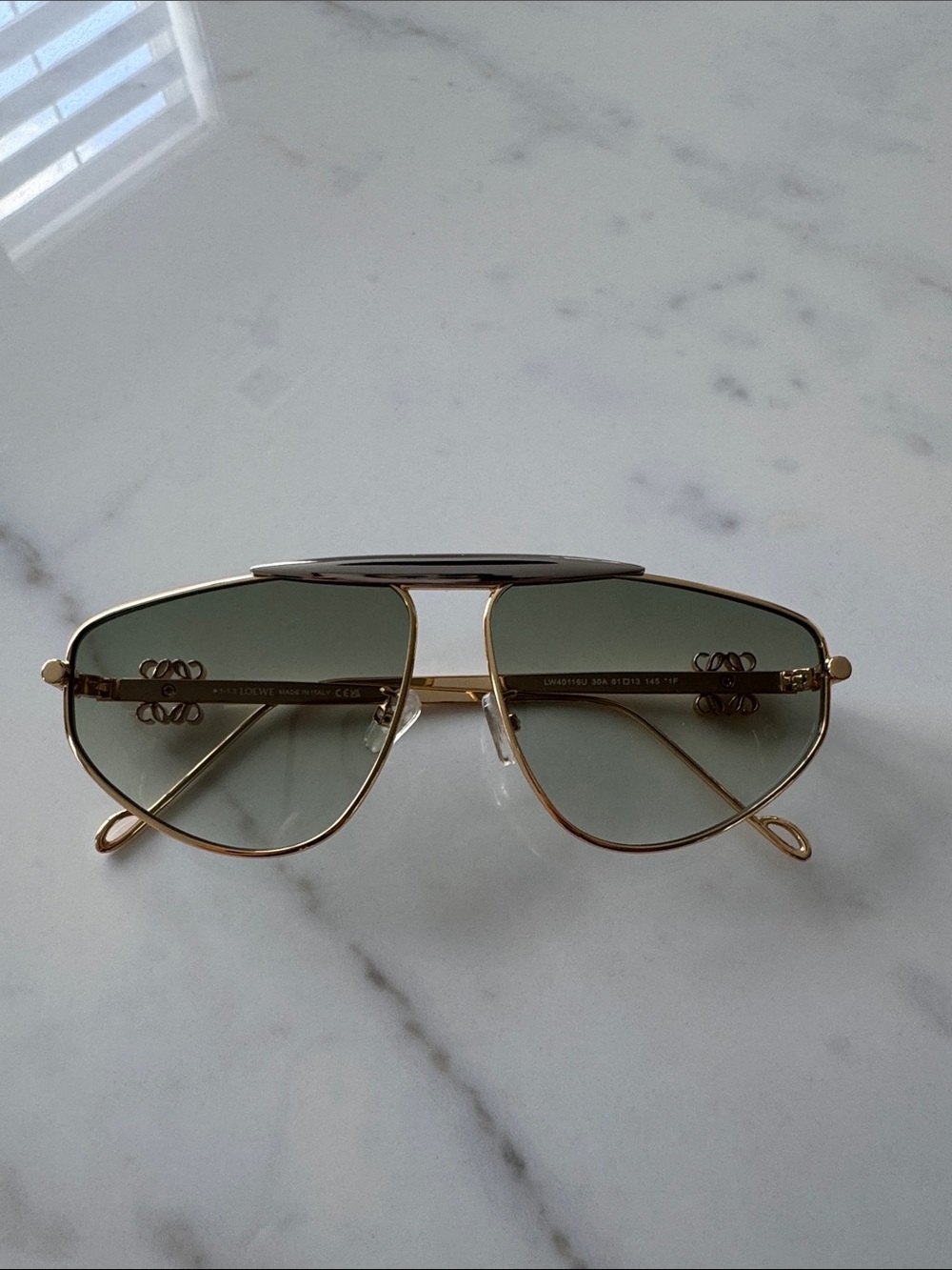 Loewe Gold Metal Aviator Sunglasses with Yellow Case - Picture 10 of 11